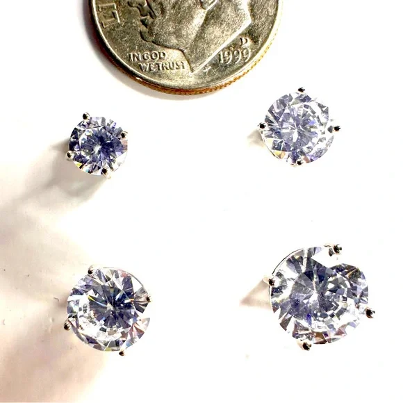 Giani Bernini Sterling Silver Round Stud Earrings - Four Pair - Picture 4 of 8